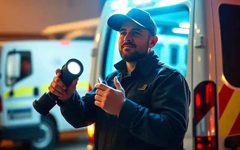 Emergency plumber responding to a call