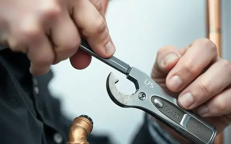 Professional plumber working on pipe repair